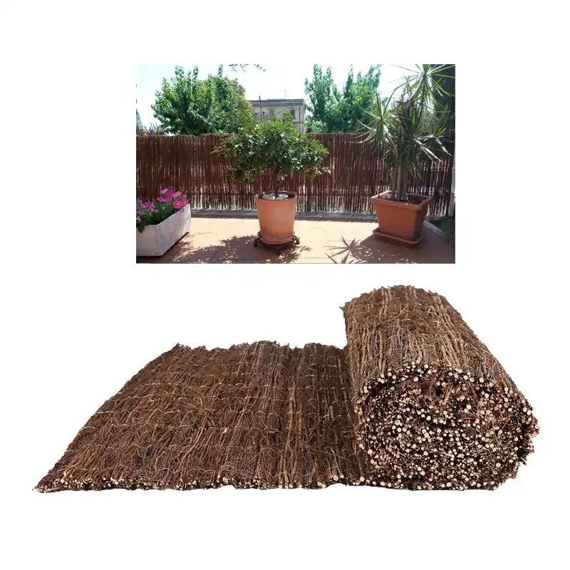 Valla Natural Brezo + Mimbre 2 x 3 metros | Valla de Mimbre Ocultación 95% | Cerramiento Natural Jardin Terraza Cañizo Certificado