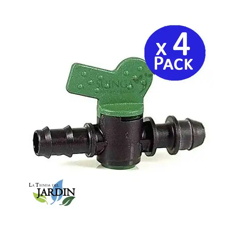 Pack 4 Llave de paso riego por goteo 16mm a Toma | Accesorio riego por goteo Novedad