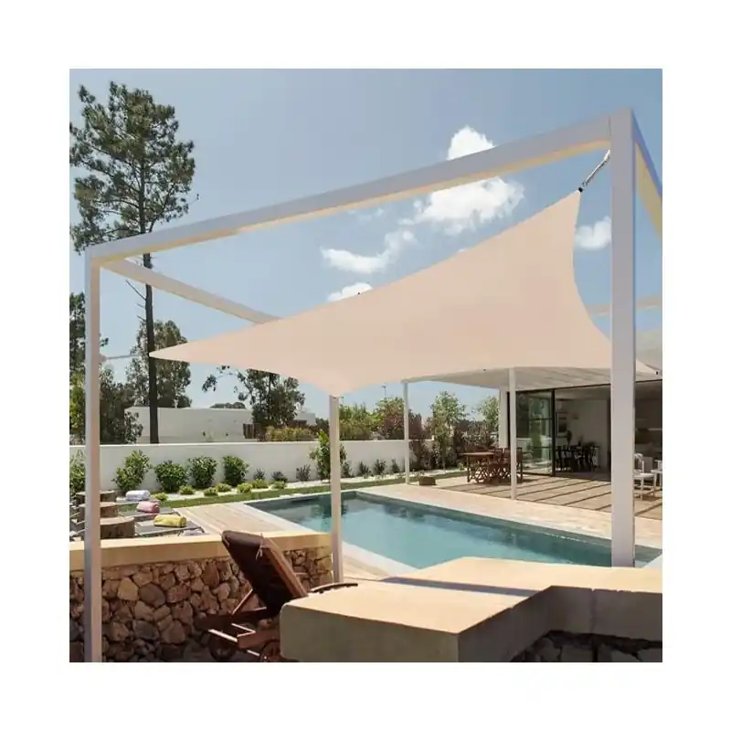 Toldo Vela Impermeable Cuadrado 5 x 5 m | Poliéster Protección Rayos UV beige | Toldo sombra Interperie Exteriores Precio Económico