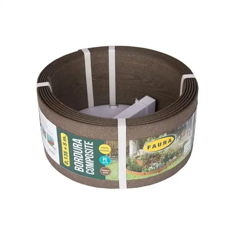 Bordura Composite Marrón oscuro 0,135 x 5 m, grosor 4,5 mm, ideal para jardín Más Vendido