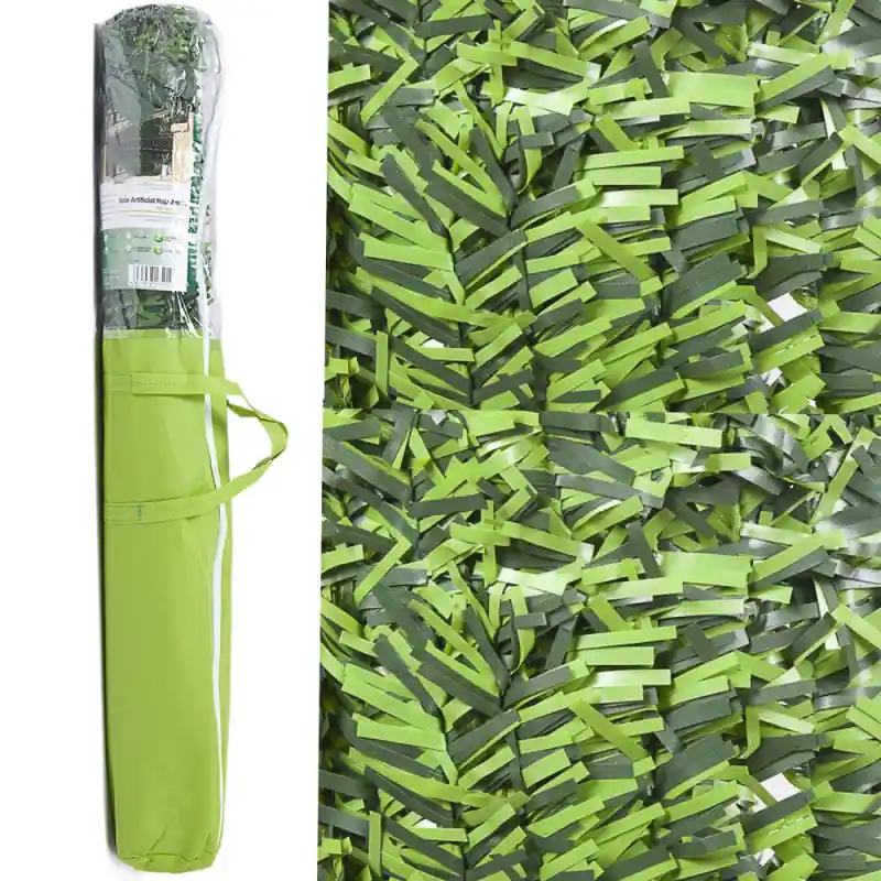 Seto Artificial Ocultación Jardin 2x3 m | Seto Bicolor Hoja Ancha | Seto ocultación 95% | Seto Artificial Decorativo Novedad