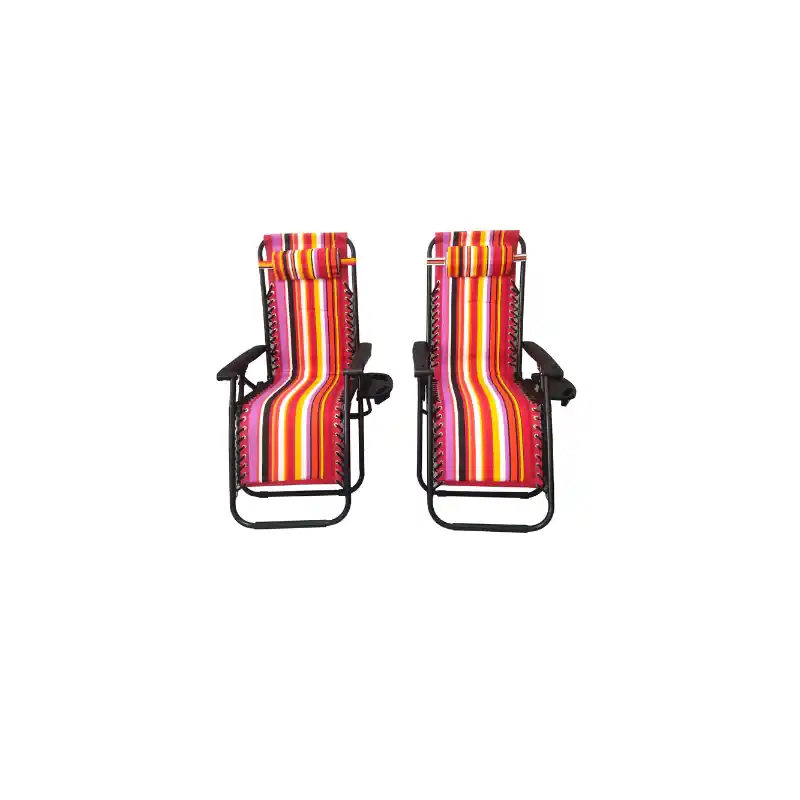 Edición Limitada Tumbona Plegable para jardin y Playa, Rayado Rojo (Pack 2)