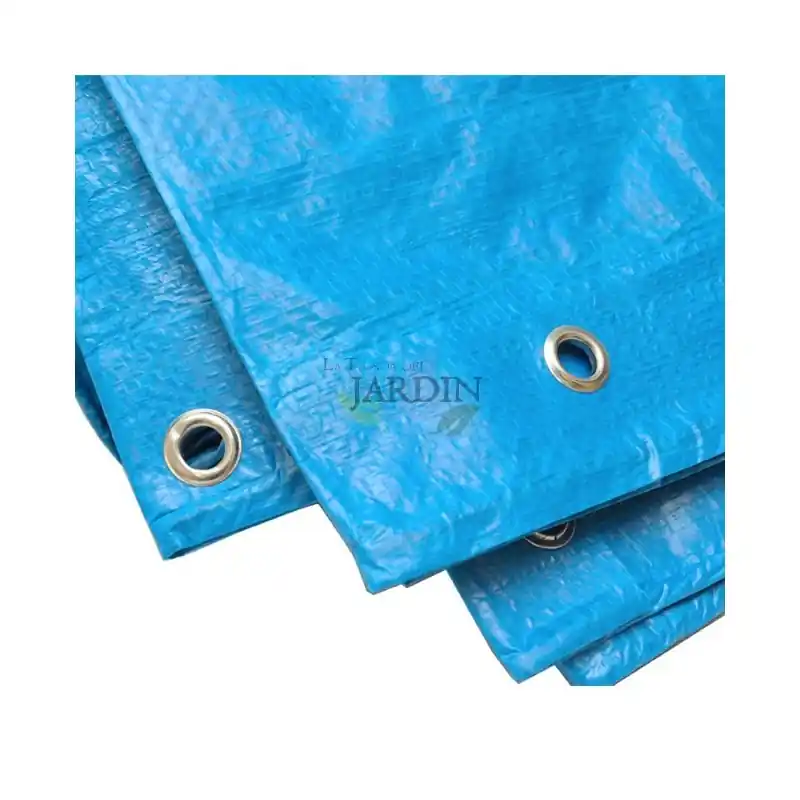 Toldo reforzado azul 6 x 10 metros 90 gr/m2 con ojales Auténtico