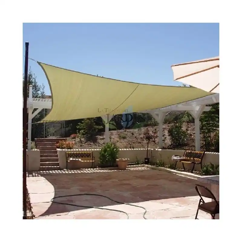 Más Vendido Toldo vela cuadrado beige 5 x 5 metros, 150 gr/m2 UV para jardín con cuerdas