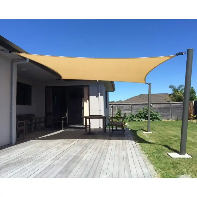 Toldo impermeable vela rectangular beige 4 x 6 metros, 150 gr/m2 UV para jardín con cuerdas Edición Limitada