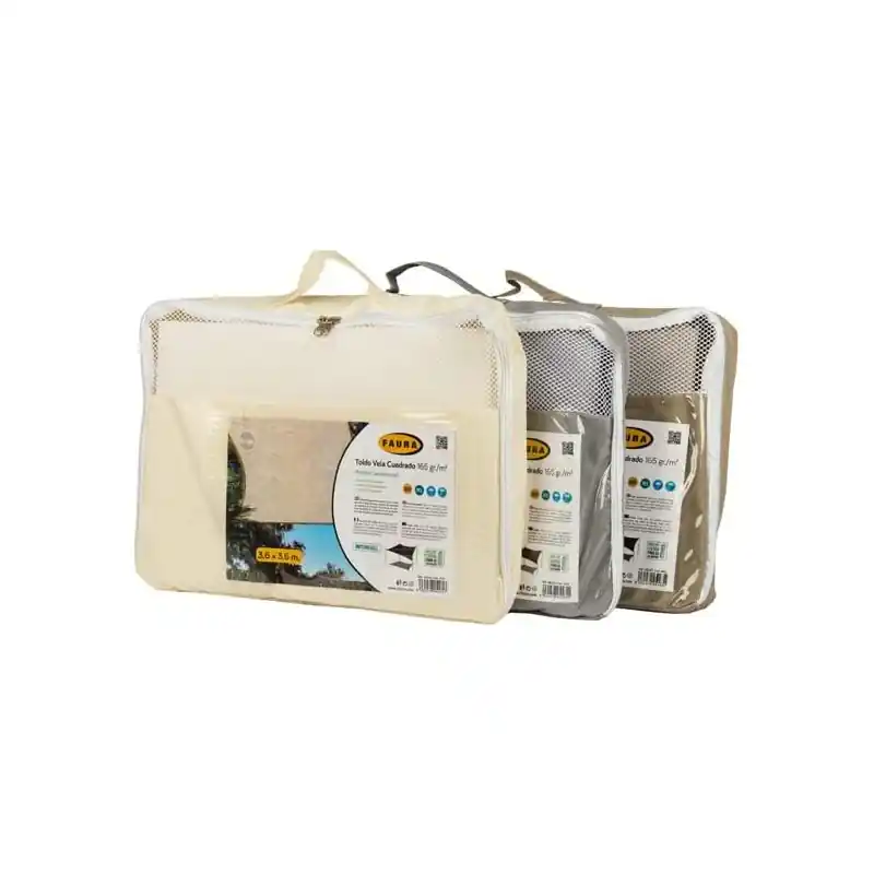 Garantía De Devolución De Dinero Toldo vela cuadrado impermeable poliéster 3,6 x 3,6 m, arena 165 gr/m2 UV para jardin