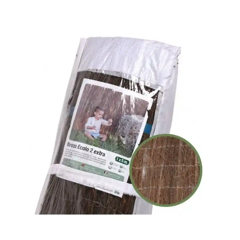 Oferta Especial Brezo Ocultación 1x5 m | Cerramiento Natural de Brezo | Valla de Ocultación 85% para Jardin y Terraza 1,7-2,1 kg/m2