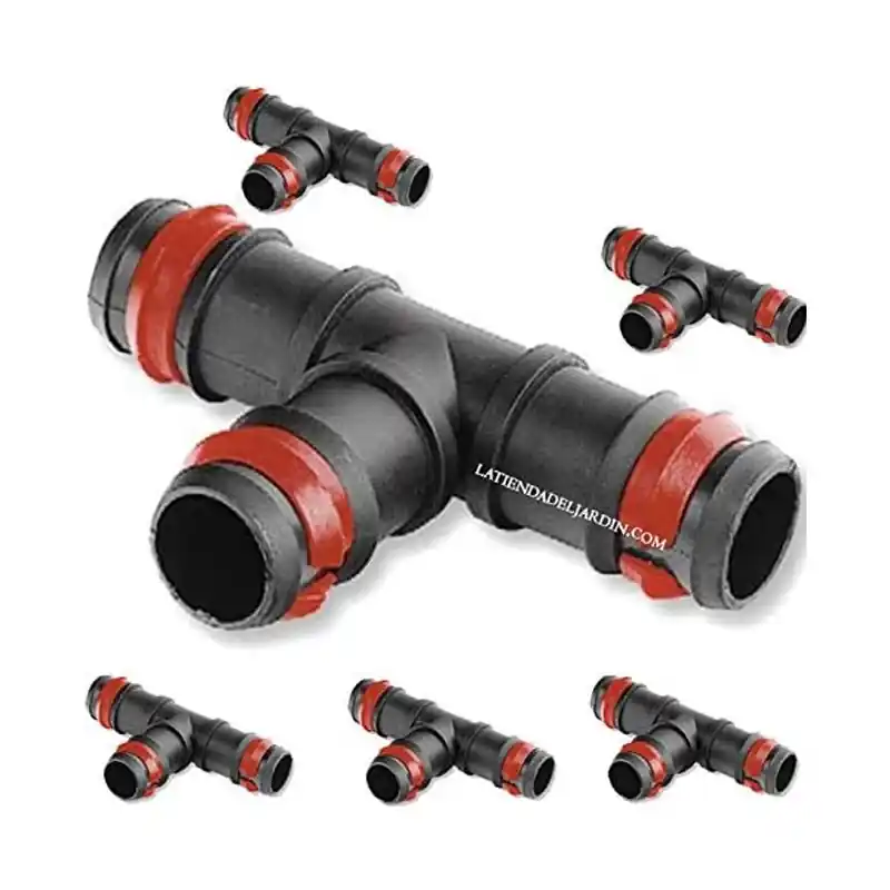 Última Versión Pack 10 Te Riego por Goteo 16mm Anilla de Seguridad | Te conector tuberia 16 mm | Te Goteo para Manguera de Riego 16 mm
