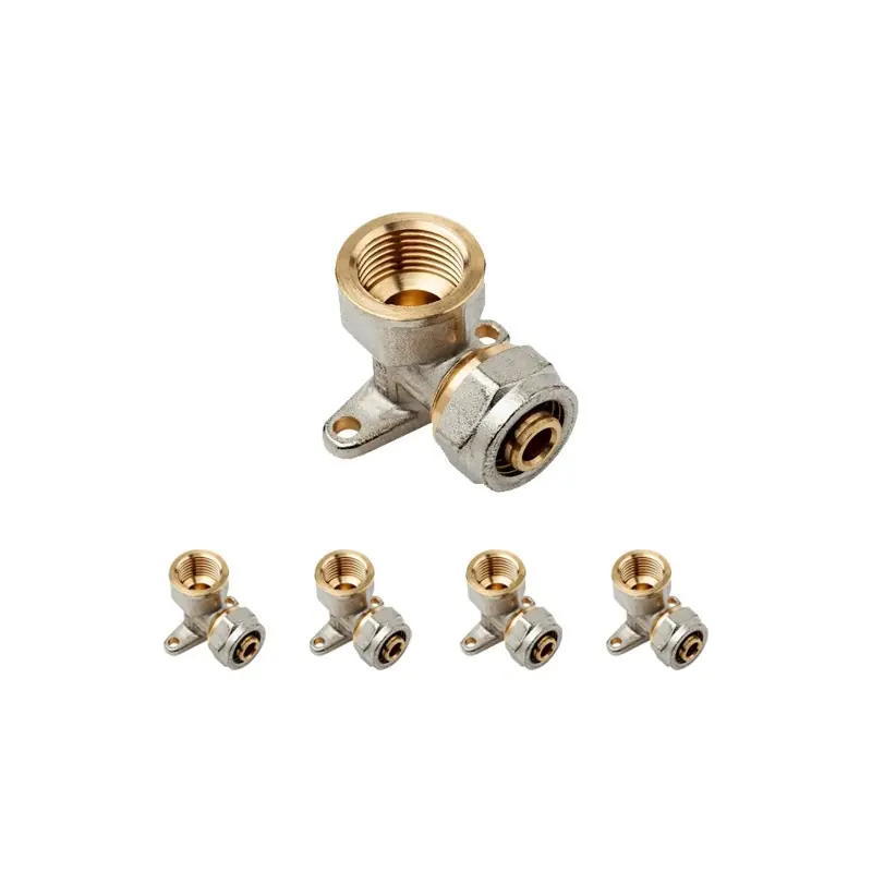 Precio Económico Pack 5 Codo con soporte 1/2'' para Tubo multicapa de compresion 20 mm, sin necesidad de maquina prensadora