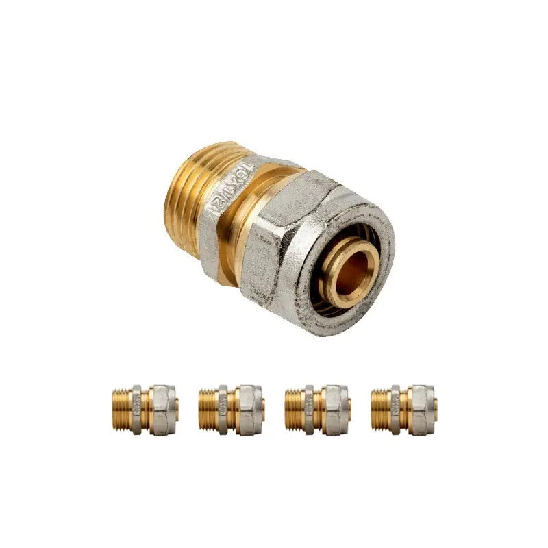 Pack 5 Entronque 1/2'' macho para Tubo multicapa de compresion 16 mm, sin necesidad de maquina prensadora Mayoreo