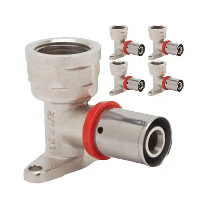 Pack 5 Codo hembra con soporte 3/4'' para Tubo multicapa 25 mm uso con maquina prensadora Oferta De Temporada