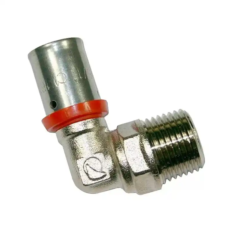 Codo macho 1/2'' para Tubo multicapa 20 mm, uso con maquina prensadora, gris Directo De Fábrica