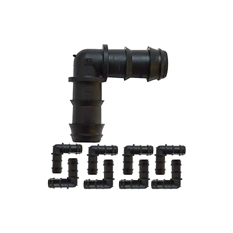 Precio Económico Pack 10 Codos Riego por Goteo 20mm 90º Ø20x20mm para manguera de jardín/microriego de Ø20mm sistema por goteo, negro
