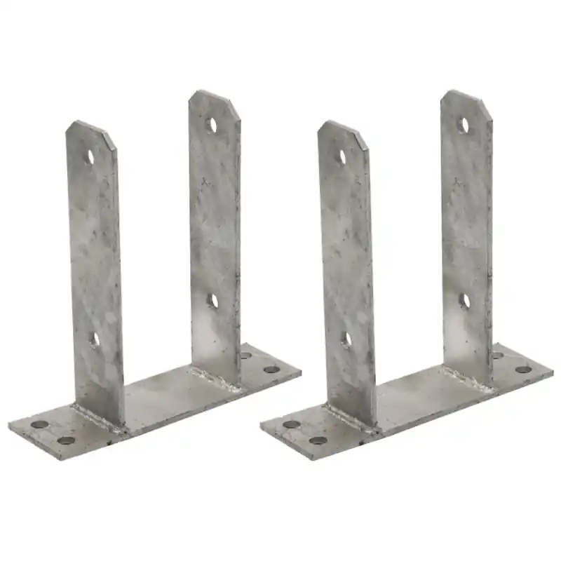 Pack 2 Base en U para Poste de madera 7 cm | Anclaje Galvanizado Suelo en U | Soporte Poste de Madera 16x20x7,1 cm Precio De Fábrica