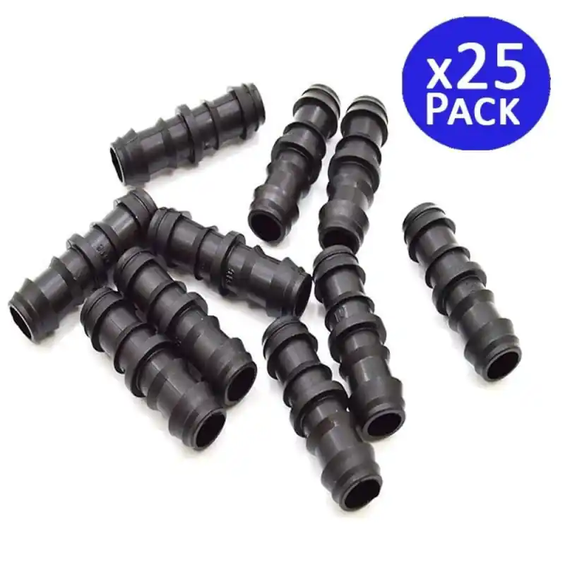Pack de 25 Enlaces para Riego por Goteo de 20mm | Conector Recto para Tubería y Manguera de Riego | Unión Segura y Resistente Oferta Especial