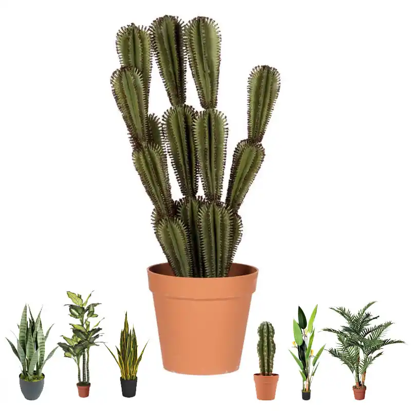 Más Vendido Planta Artificial Captus Stetsonia Coryne 90cm con Macetero | Plantas de Plástico para Decoración de Jardín Interior y Exterior