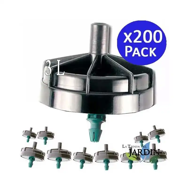 Pack 200 Gotero Auto-compensante / Anti-drenante 3 litros | Goteros de riego en linea profesional | Gotero para riego agricola Edición Limitada