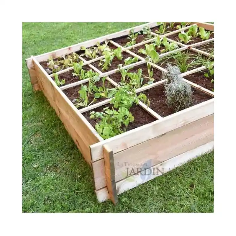 Huerto urbano de madera 134x134x24 cm, 16 departamentos. Perfecto para cultivar un huerto familiar en su hogar Imprescindible (Must-Have)